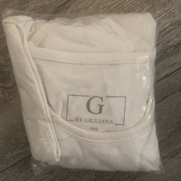 NWT G BY GIULIANA CROSSOVER TANK TOP SOFT CREAM XXS - Picture 7 of 7